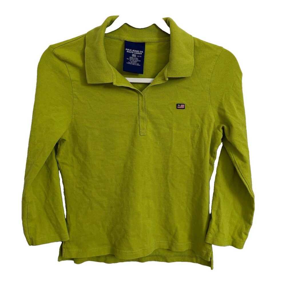 Polo Jeans Co Ralph Lauren Polo Shirt Womens Medium Green Stretch Y2K Top